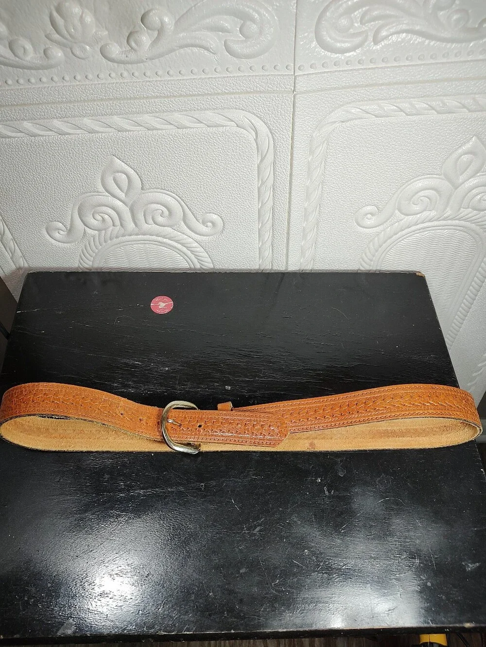 Genuine Tan Leather Belt with Gold Tone D-Ring Buckle Size 36